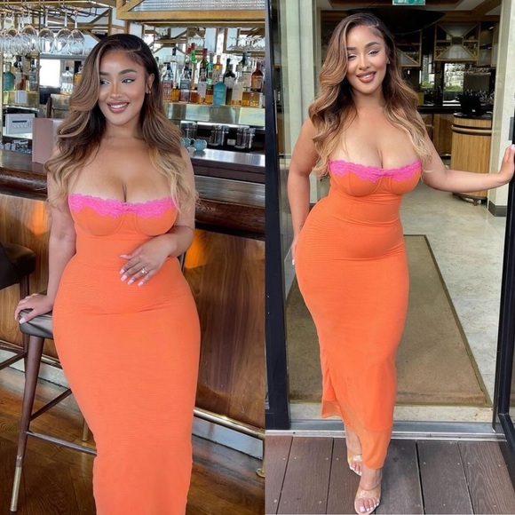 HOUSE OF CB 'Aiza' Flame Orange Maxi Dress size S - Picture 7 of 15